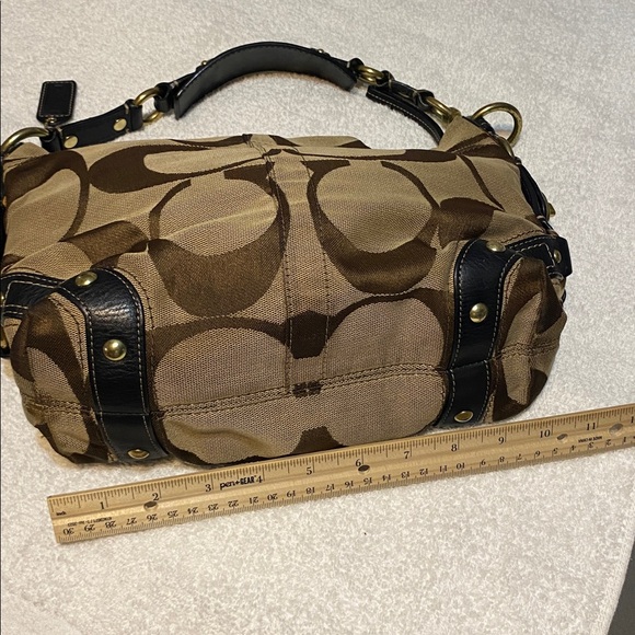 Coach Tan and Brown Signature Shoulder Bag - Picture 10 of 16